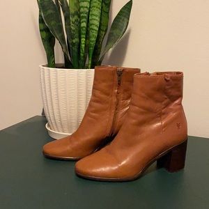 Frye tan leather booties, size 6, like new
